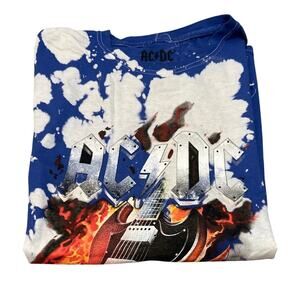 AC/DC High Wire Rock and Roll Blue White Tie Dye Tee Shirt Size Medium New